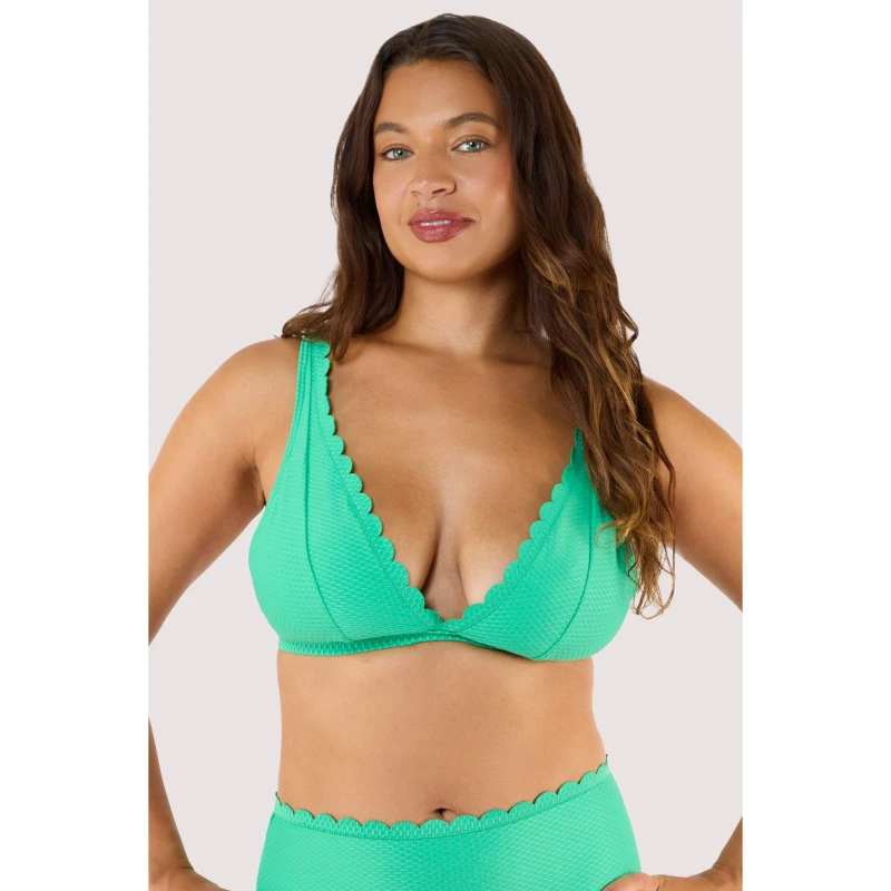 Image of Peek and Beau Jade Green Scallop High Apex Triangle Bikini Top Jade Green female 8E/F
