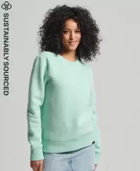 image of Superdry Womens Organic Cotton Vintage Crew Sweatshirt Green / Minted Marl - Size: 12