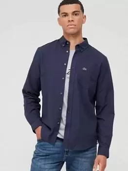 Lacoste Regular Fit Long Sleeve Oxford Shirt, Navy, Size XL, Men