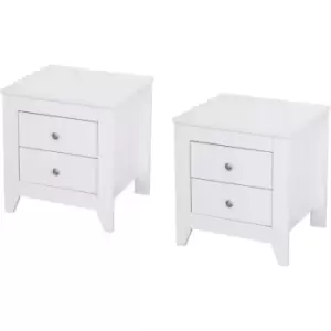 image of Wooden White Bedside Tables Set,Nightstand with Drawers,Bedroom Furniture Pair of 2 Bedside Tables,45x35x48cm(WxDxH) - White - Hmd Furniture