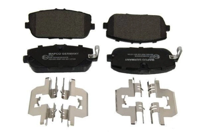 Image of MAPCO 6142 Brake pad set Rear Axle, with acoustic wear warning, with accessories, with anti-squeak plate Brake Pad Set,disc brake (402)