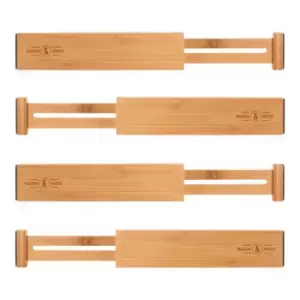 Image of Bamboo Adjustable Drawer Dividers Pack of 4 - Large M&amp;W