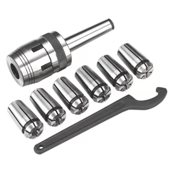 Image of Genuine SEALEY SM2503MCSET Mill Chuck Set MT2-M10 Ø3-10mm