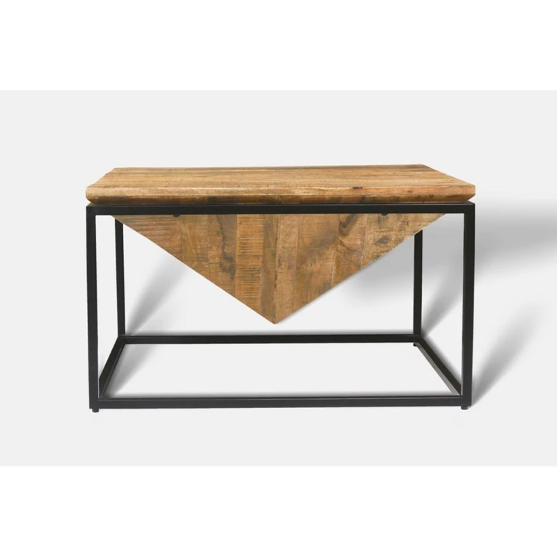 Image of Jaipur Furniture Ltd Industrial Diamond Coffee Table - Mango Wood/Iron - L80 x W80 x H47cm - Mango PP Saw Finish in Brown Brown Unisex