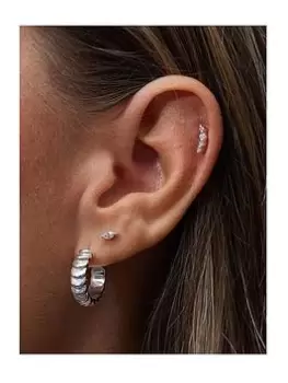 Image of Inicio Silver Plated Cubic Zirconia Mini Navette Stud Earrings