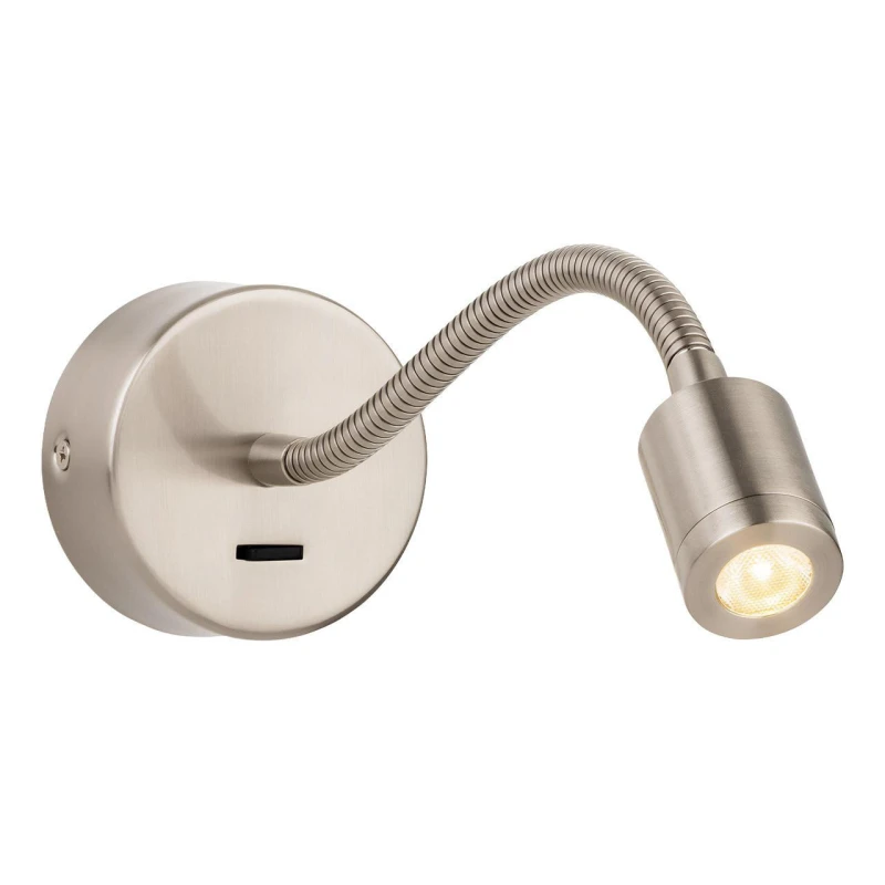 Image of Firstlight LED Spring Adjustable Wall Wall Spotlight with On/Off Switch 3000K in Brushed Steel