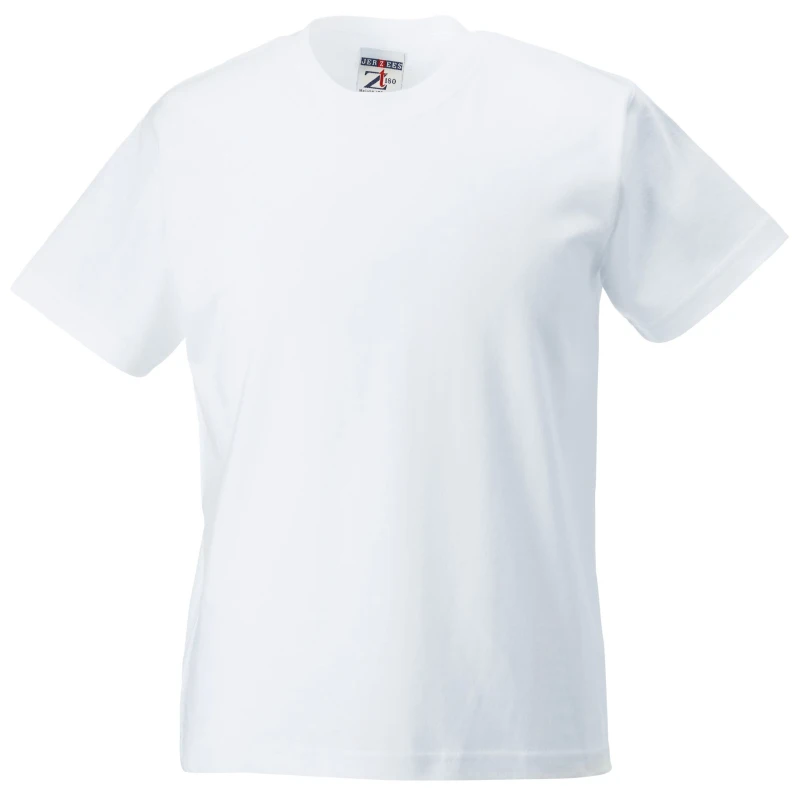 Image of Jerzees Schoolwear Jerzees Schoolgear Classic Plain T-Shirt Pack of 2 in White Size: 3-4 Years White Unisex 3-4 Years