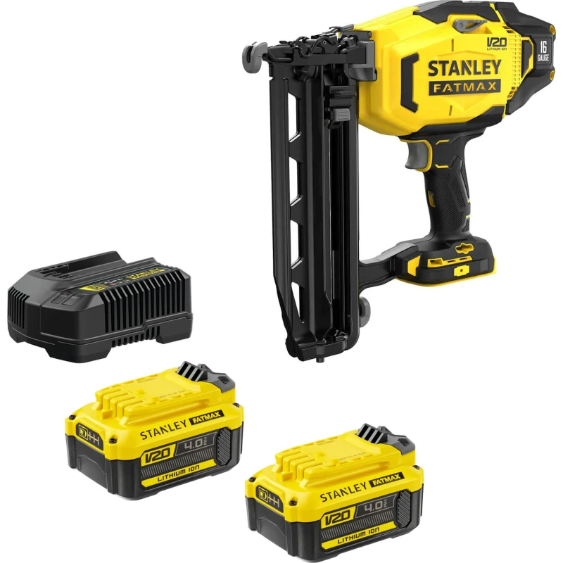 Image of Stanley Fatmax V20 SFMCN616 18v Cordless 16G Second Fix Nail Gun SFMCN616M2 Batteries: 2 x 4ah Li-ion