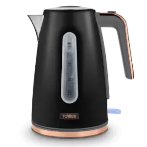 Image of Tower T10066BLK Cavaletto 1.7L 3KW Jug Kettle - Black and Rose Gold