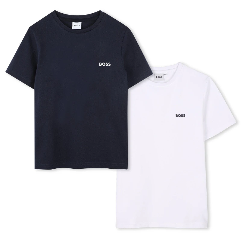 Image of Boss Kids 2 Pack Regular Fit T-Shirts Navy/WHite male 5-6 Yrs