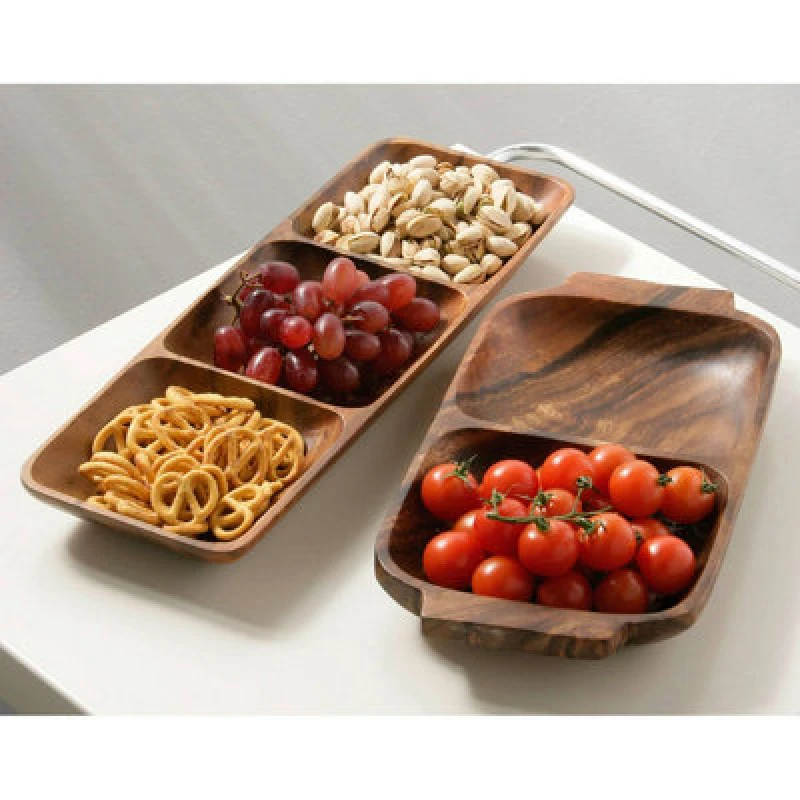 Image of Premier Housewares Kora Two Section Serving Dish With Handles Natural