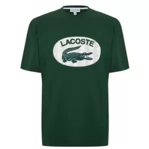 Image of Lacoste Mens Regular Fit Branded Monogram Print T-Shirt Size 3 - S Green
