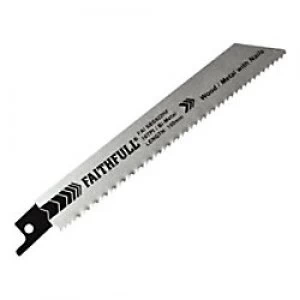 Image of Faithfull Bi-Metal Sabre Saw Blade Demolition S611DF 150 mm x 10 TPI Pack of 5