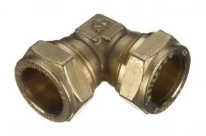 Image of Wickes Brass Compression Elbow - 22mm Pack of 5