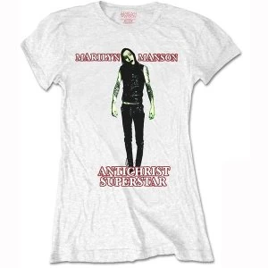 image of Marilyn Manson - Antichrist Womens Small T-Shirt - White