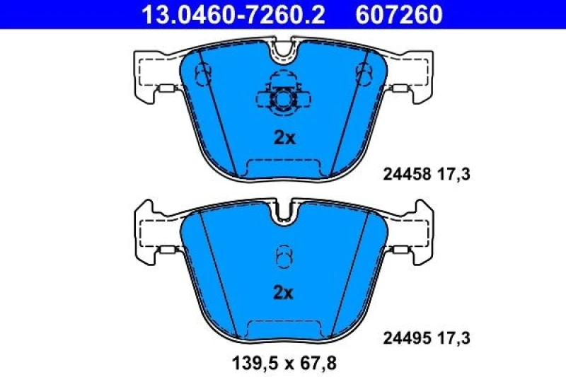 Image of ATE 13.0460-7260.2 Brake pad set excl. wear warning contact Brake Pad Set,disc brake (402)