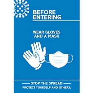 Image of Seco Health & Safety Poster Before entering, wear gloves and a mask Semi-Rigid Plastic 42 x 59.5 cm