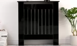 image of High Gloss Black Radiator Cover, 78cm Small