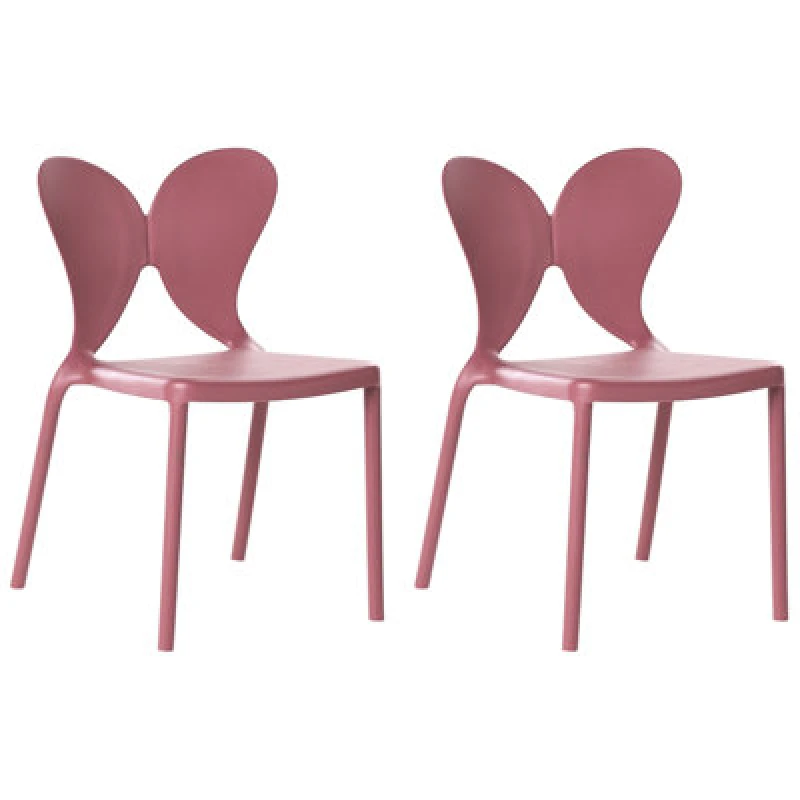 Image of Beliani Set Of 2 Garden Chairs Larissa Stacking Pink