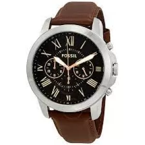 Image of Fossil Men Grant Chronograph Brown Leather Watch