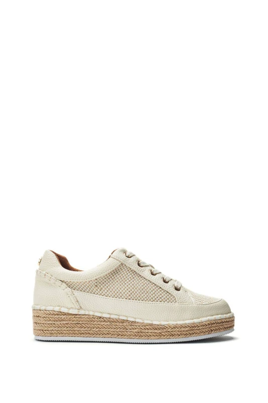 Image of Moda In Pelle Womens Corie' Porvair Trainers in Off-White Size: 4 Off-White Female 4