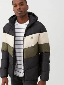 Image of Lyle & Scott Colour Block Padded Jacket - Black/Olive
