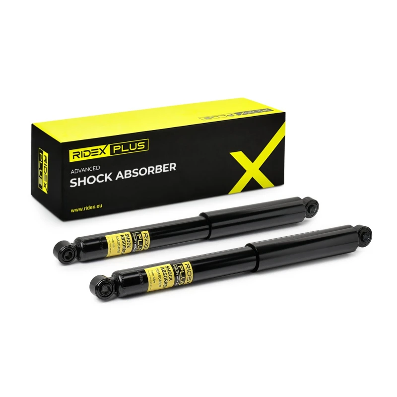 Image of RIDEX PLUS 854S18102P Shock absorber Rear Axle, Gas Pressure, Twin-Tube, Telescopic Shock Absorber, Top eye, without accessories Shock Absorber (854)