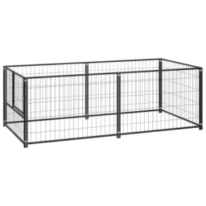 Image of VidaXL Dog Kennel Black 200x100x70cm Steel