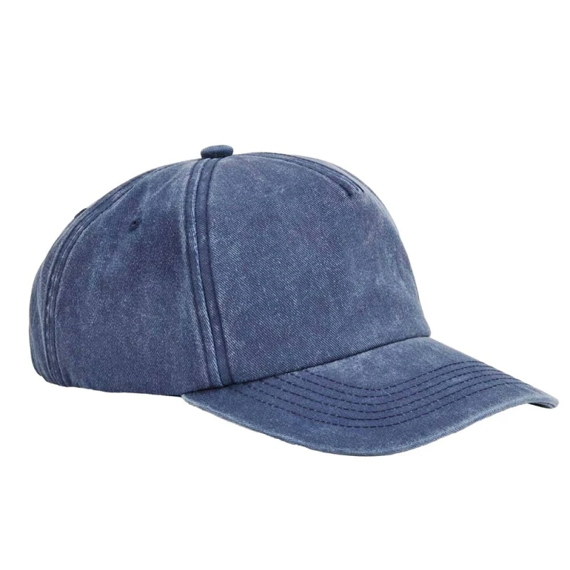 Image of Beechfield Mens Relaxed Vintage Baseball Cap in Mid Blue Mid Blue Male One Size