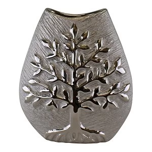 image of Ceramic Silver Tree Of Life Vase 20cm