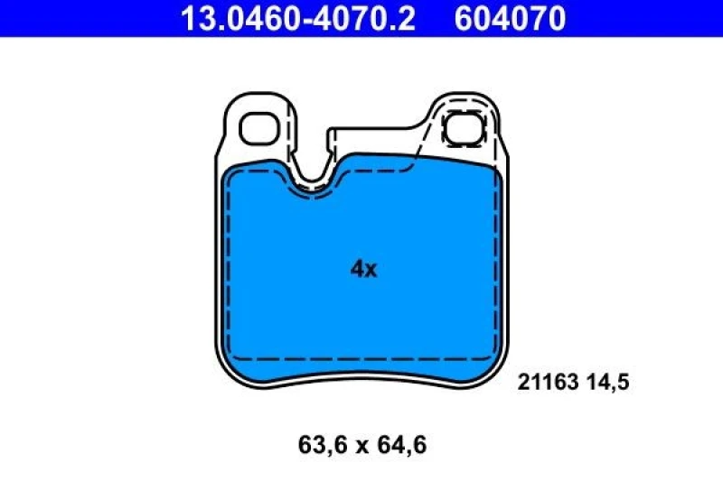 Image of ATE 13.0460-4070.2 Brake pad set excl. wear warning contact Brake Pad Set,disc brake (402)