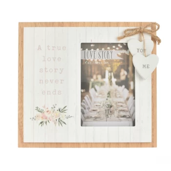 Image of 4" x 6" - Love Story Wooden Photo Frame - True Love Story