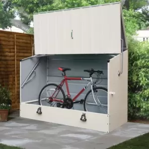 image of 6'4 x 2'9 Trimetals Protect.a.Cycle Metal Bike Shed with Ramp - Cream (1.95m x 0.88m)