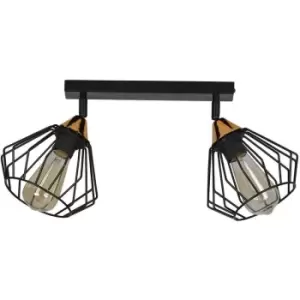 image of Emibig Vesta Black Twin Ceiling Spotlight Wire Shades 2x E27