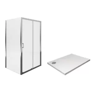 Aqualux Kit Shine 6 1200X900 Sliding Door & Side Panel With Tray Waste Bundle