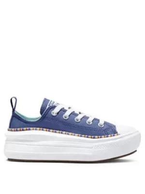 Image of Converse Chuck Taylor All Star Ox Childrens Girls Move Friendship Bracelet Platform Trainers -Blue/Multi, Blue/Multi, Size 1