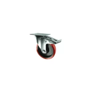 Image of Braked Swivel Plate 160MM Polyurethane Tyre