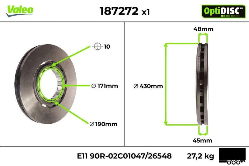 Image of Brake disc VALEO 187272