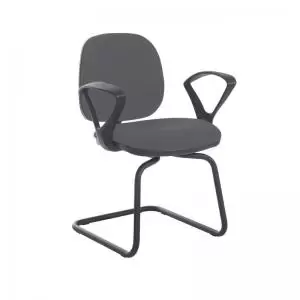 image of Jota fabric visitors chair with fixed arms - Blizzard Grey