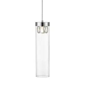 Image of Gem Crystal Slim Pendant Ceiling Light, Chrome, 1x G9