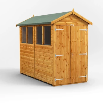 Image of 8x4 Power Apex Double Door Garden Shed - Brown