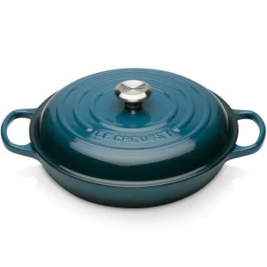 image of Le Creuset Signature Cast Iron Shallow Casserole Dish - 30cm - Deep Teal