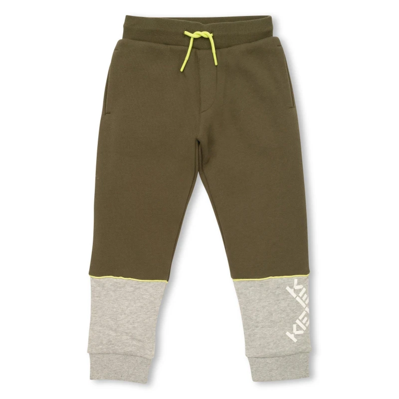 Image of Kenzo Kids Logo Closed Hem Jersey Joggers Khaki male 5Y