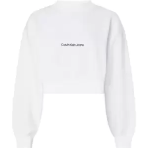 Image of Calvin Klein Jeans Institutional Mock Neck Sweater - White