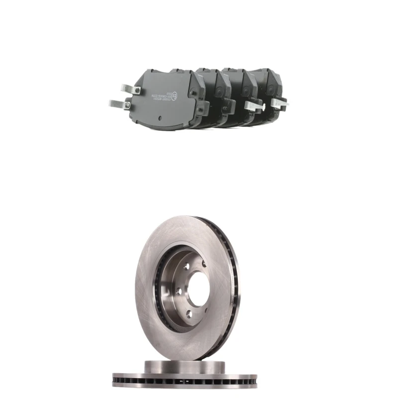 Image of RIDEX 3405B3076 Brake disc and pads set Front Axle, Brake Disc Type: internally vented, with acoustic wear warning Brake Set,disc brakes (3405)