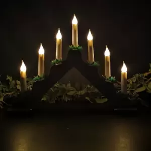 Image of 40cm Battery Operated Grey Wooden Christmas Candle Bridge with 7 Bulbs in Warm White