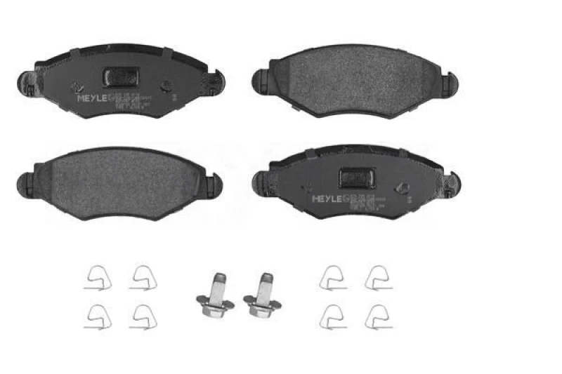 Image of MEYLE 025 235 9718 Brake pad set Front Axle, excl. wear warning contact, with accessories, Original Quality, with brake caliper screws Brake Pad Set,