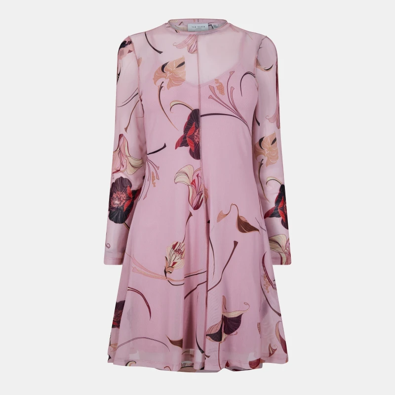 Image of Ted Baker Womens Plain Mini Dress Lt-Pink female 6 (2X)