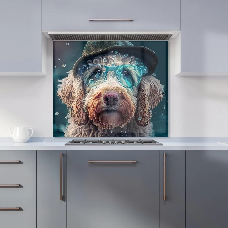 Image of Warren Reed - Designer Labradoodle Dog Splashart Kitchen Splashback Size: 700mm x 650mm Multicolor Unisex 700mm x 650mm