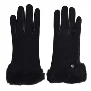 Image of Ugg Fabric and Leather Shorty Gloves - Black BLK